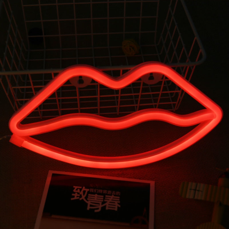 Red Lips Neon Night Light