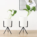 3pc Ceramic Flower Planters with Iron Shelf Succulent Plant Pot