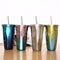 Rainbow Colorful Stainless Steel Cup With Drinking Straw