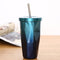 Rainbow Colorful Stainless Steel Cup With Drinking Straw