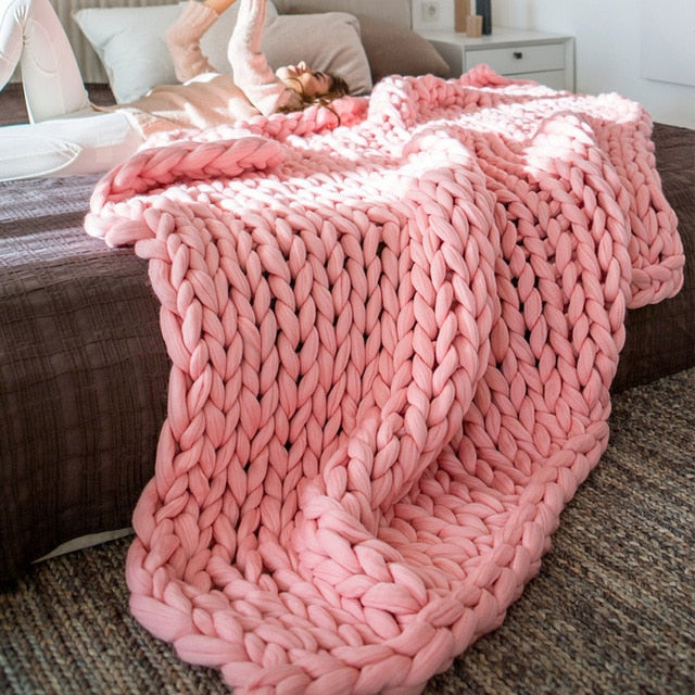 Hand-knitted Warm Chunky Soft Blanket