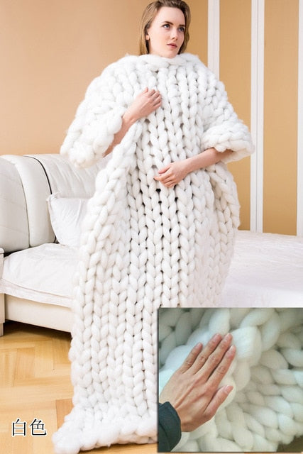 Hand-knitted Warm Chunky Soft Blanket