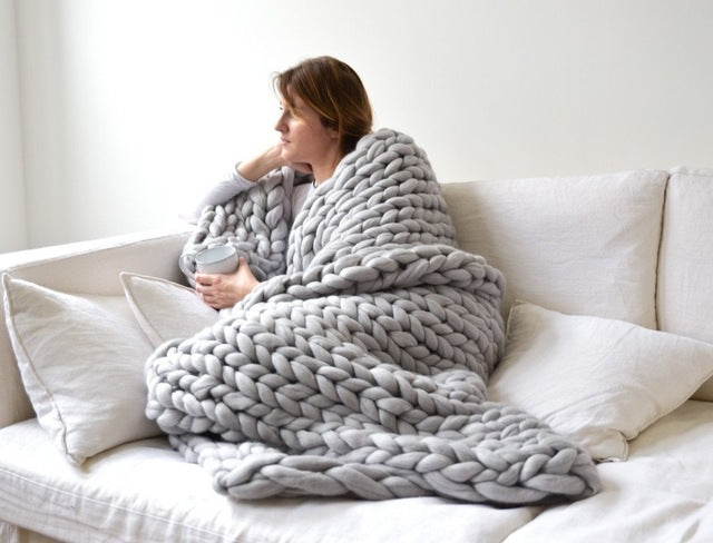 Hand-knitted Warm Chunky Soft Blanket